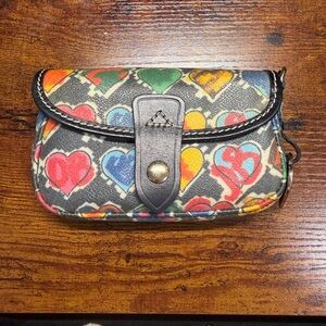 Dooney and Bourke oncour twist flap leather in heart pattern